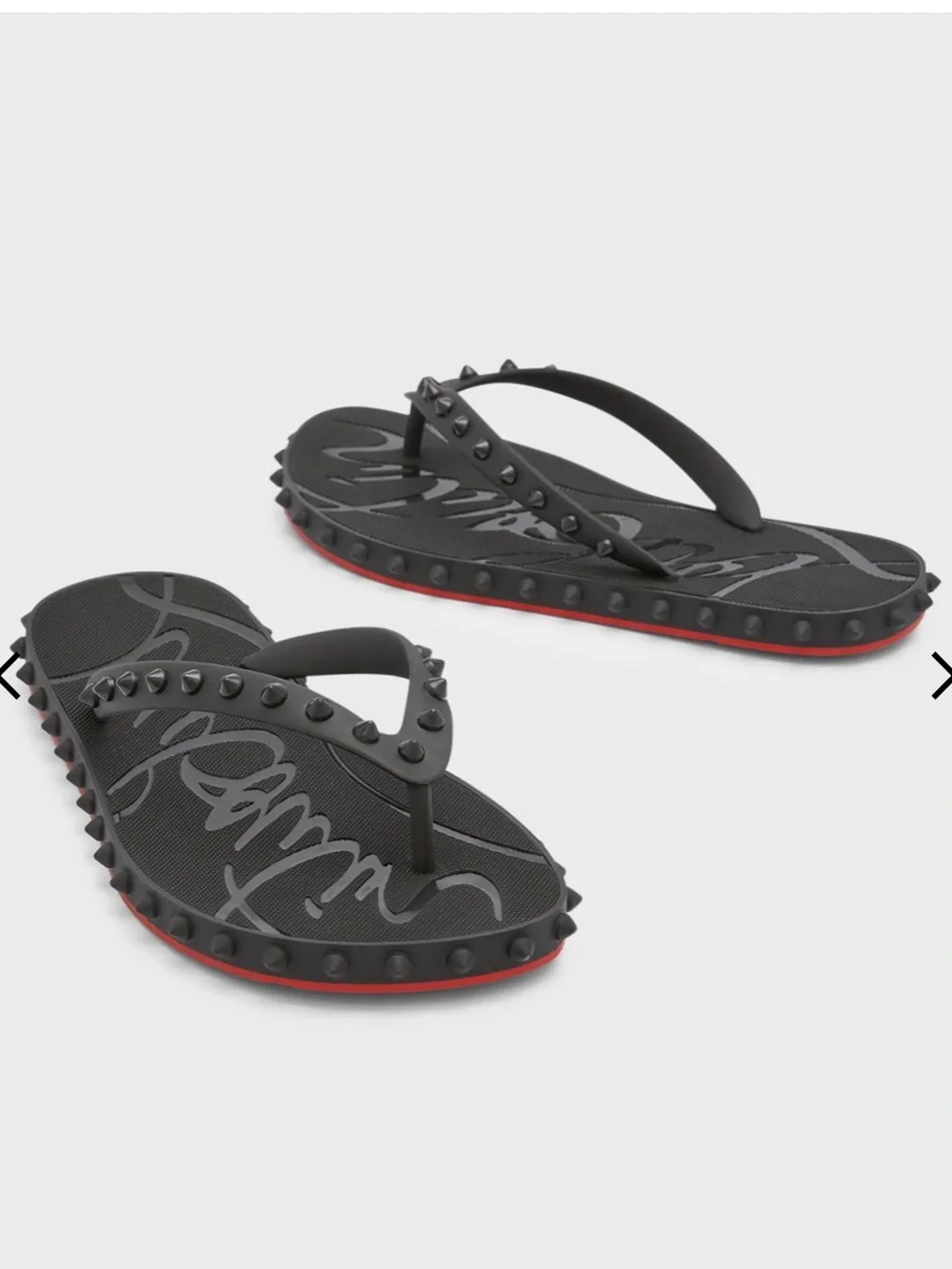 Christian Louboutin Black Studded Rubber Flip Flops